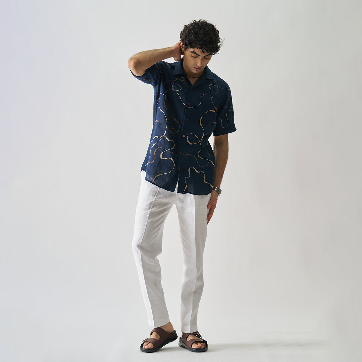 Imperial Accent - Hand Embroidered Unisex Linen Shirt