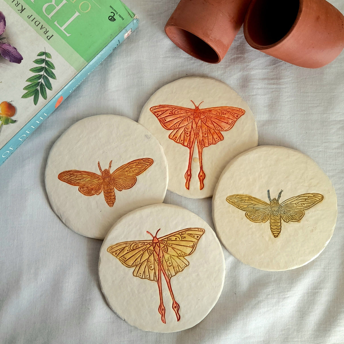 Hawk & Luna Orange Coasters