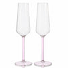 Stem Flute Glass (Set of 2) - Clear & Pink