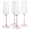 Stem Flute Glass (Set of 4) - Clear & Pink