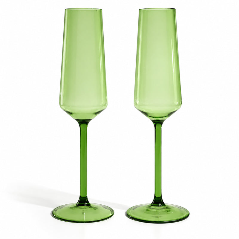 Stem Flute Glass (Set of 2) - Green