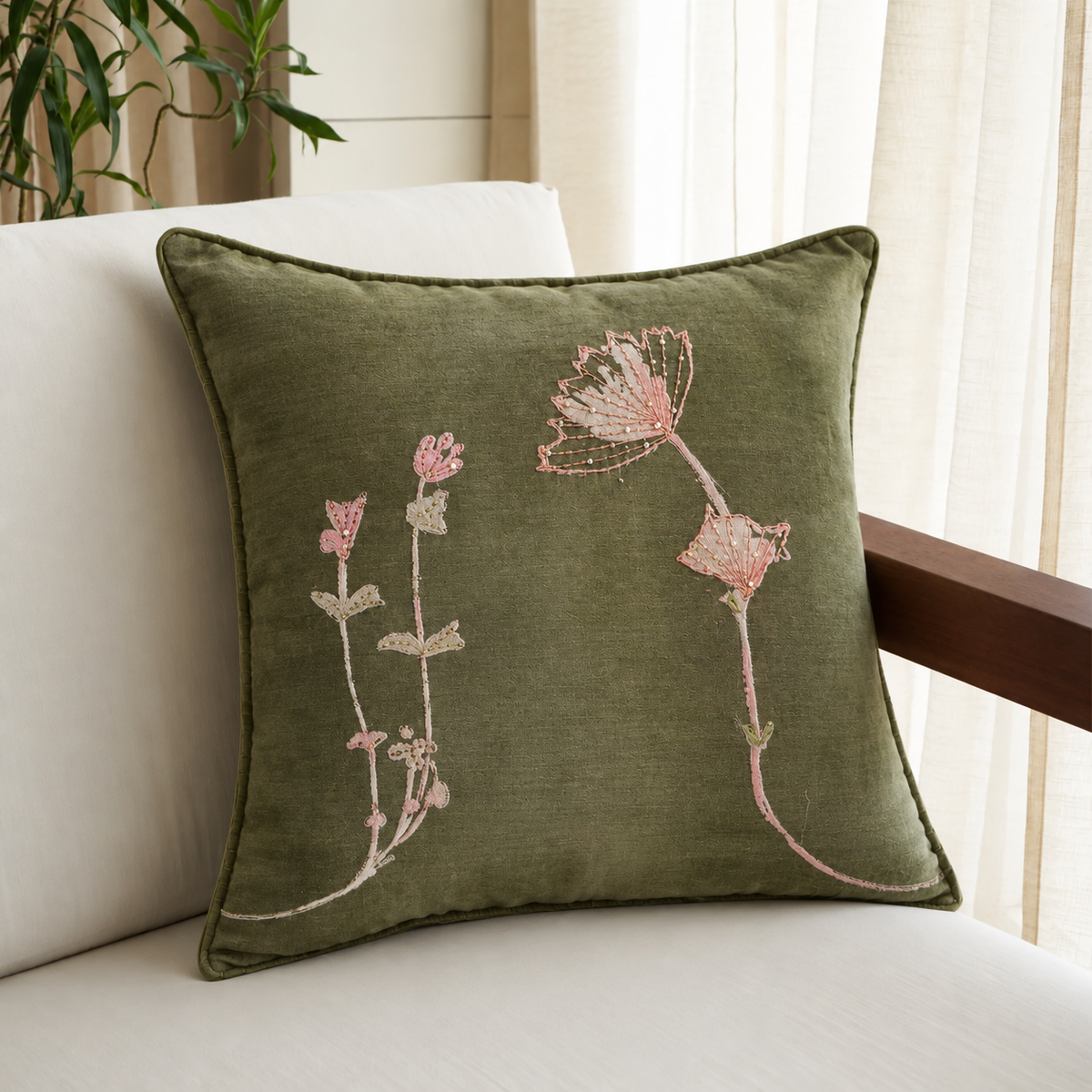 Moonveil Cushion - Olive