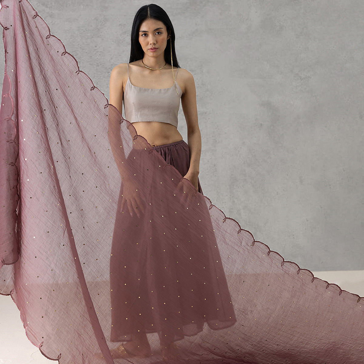 Mist Dupatta - Mauve