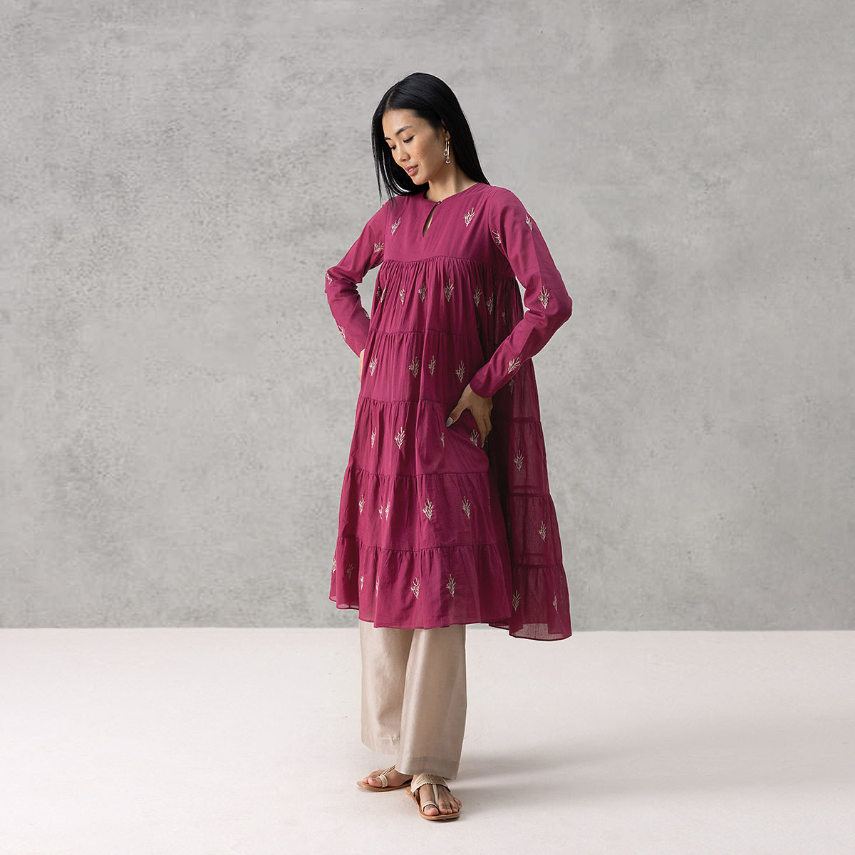 Willow Kurta- Dark Pink