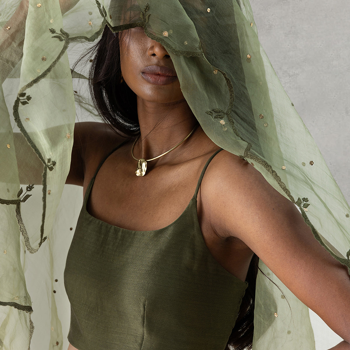 Mist Dupatta - Dark Green