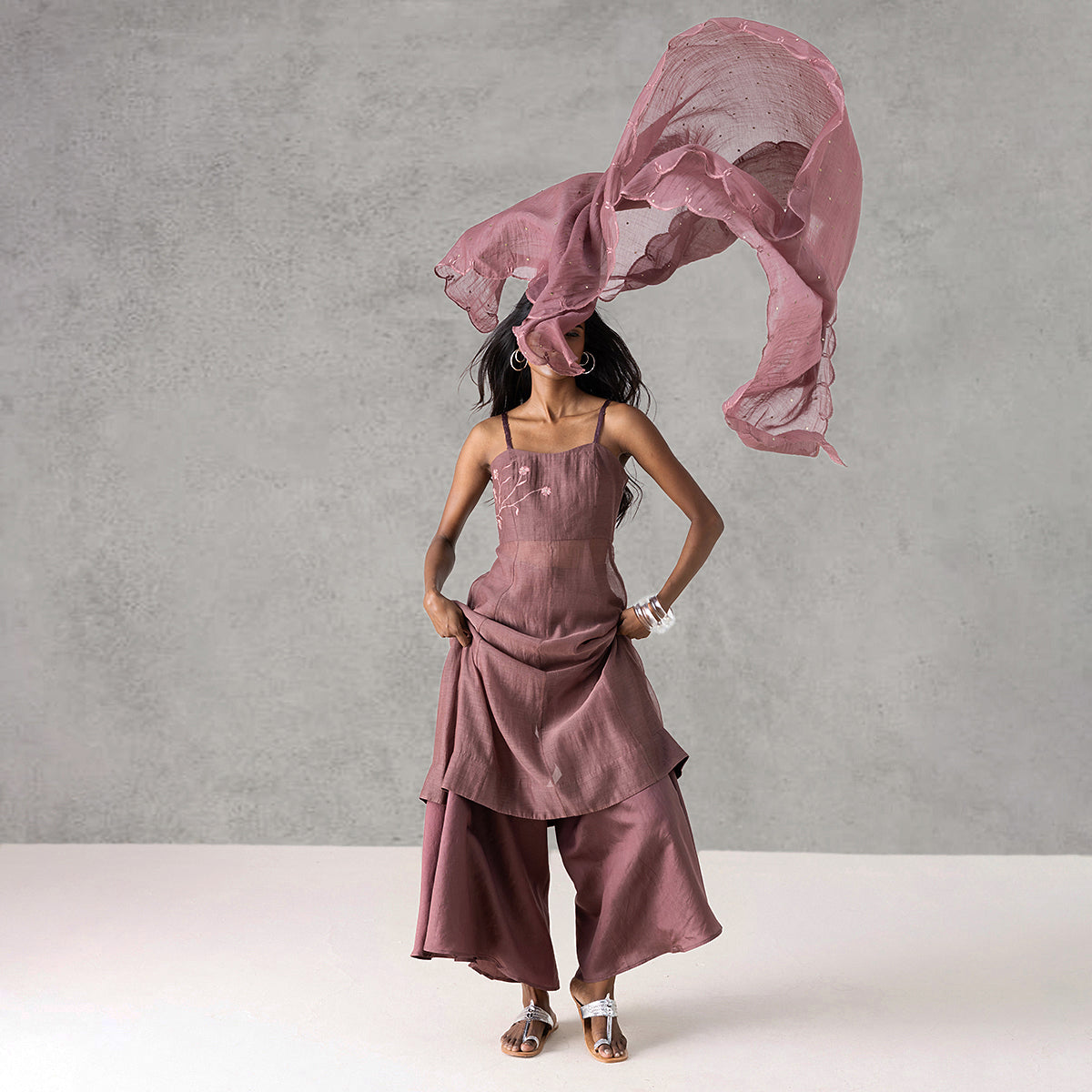 Mist Dupatta - Mauve