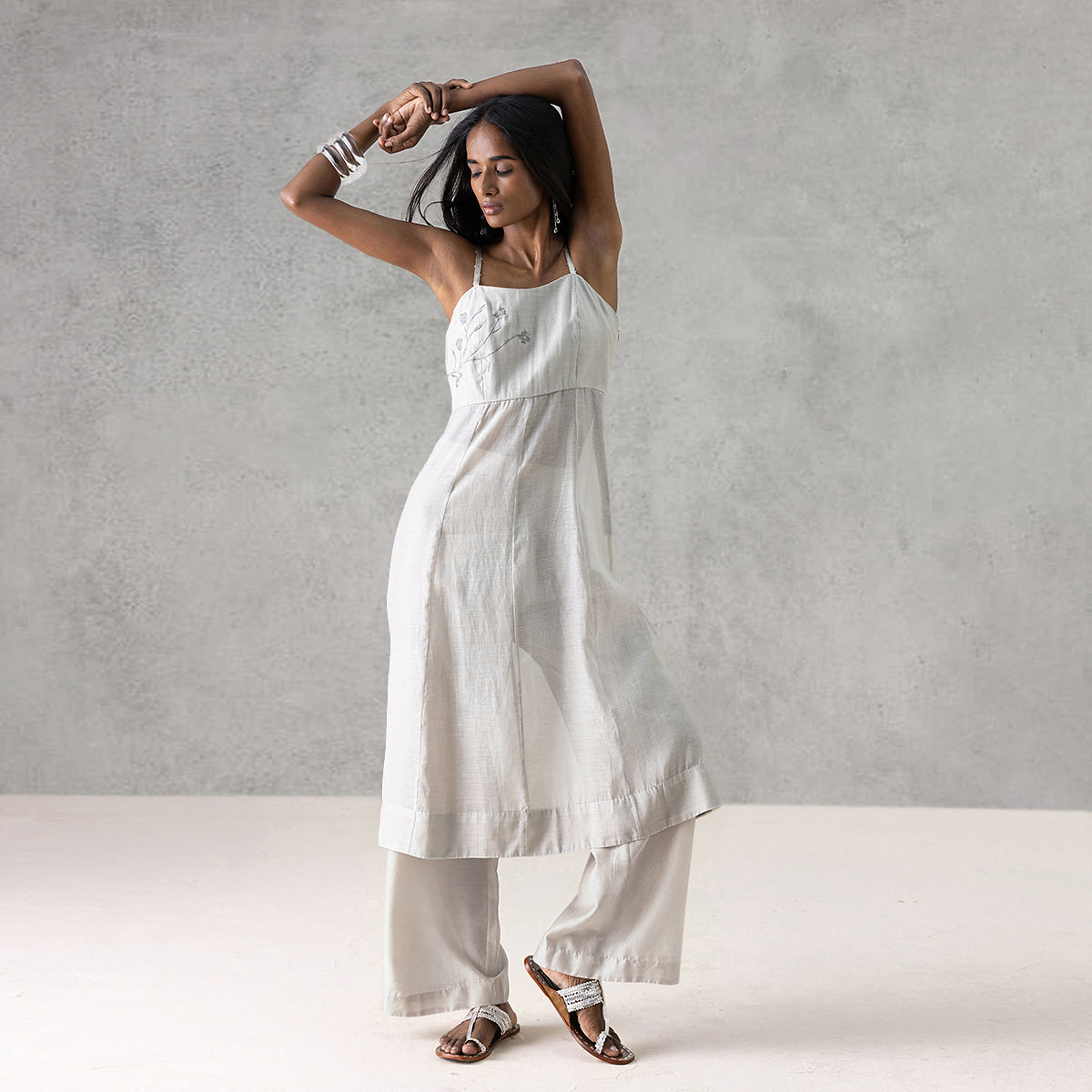 Peony Kurta - Ash Grey