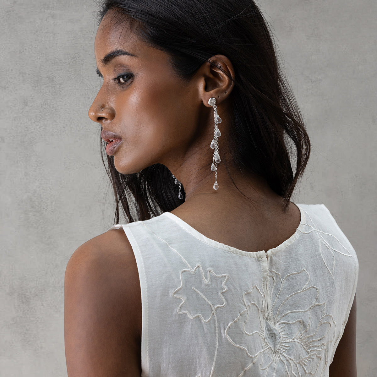 Dew Drop Danglers - Silver & Clear