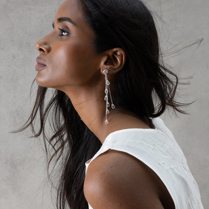 Dew Drop Danglers - Silver & Clear