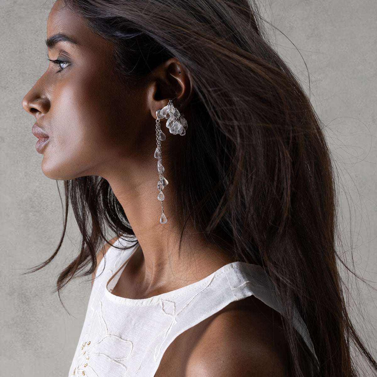 Dew Drop Danglers - Silver & Clear