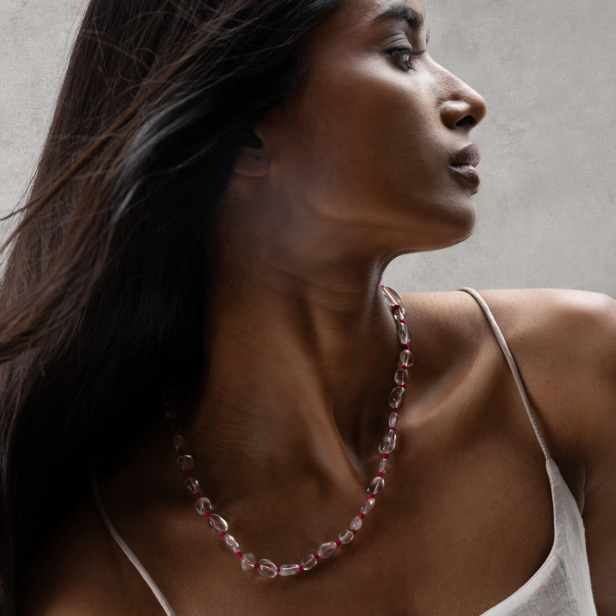 Dew Drop Necklace - Clear & Pink