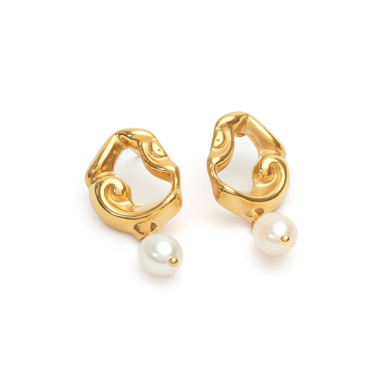 18KT Gold Plated Molten Pearl Drops Earings