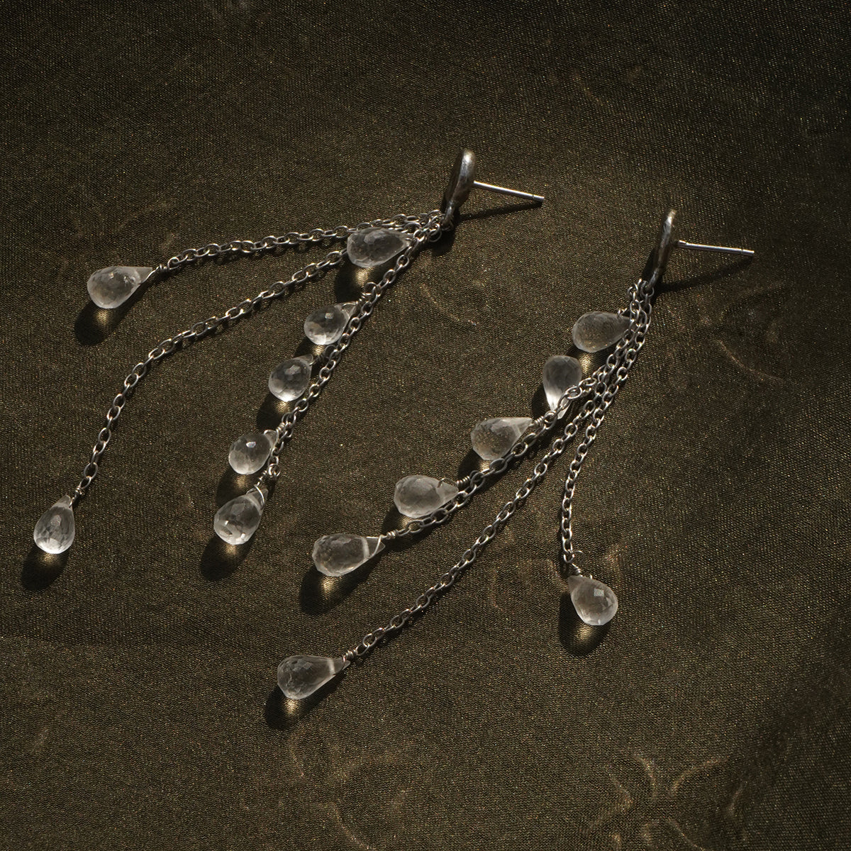 Dew Drop Danglers - Silver & Clear