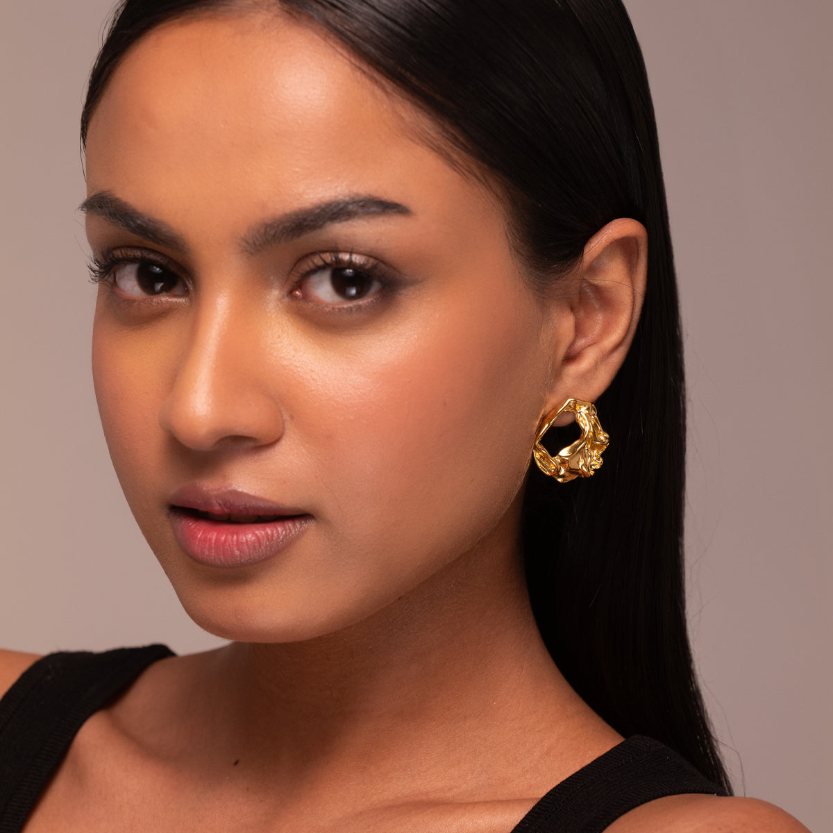 18KT Gold Plated Molten O's Earings