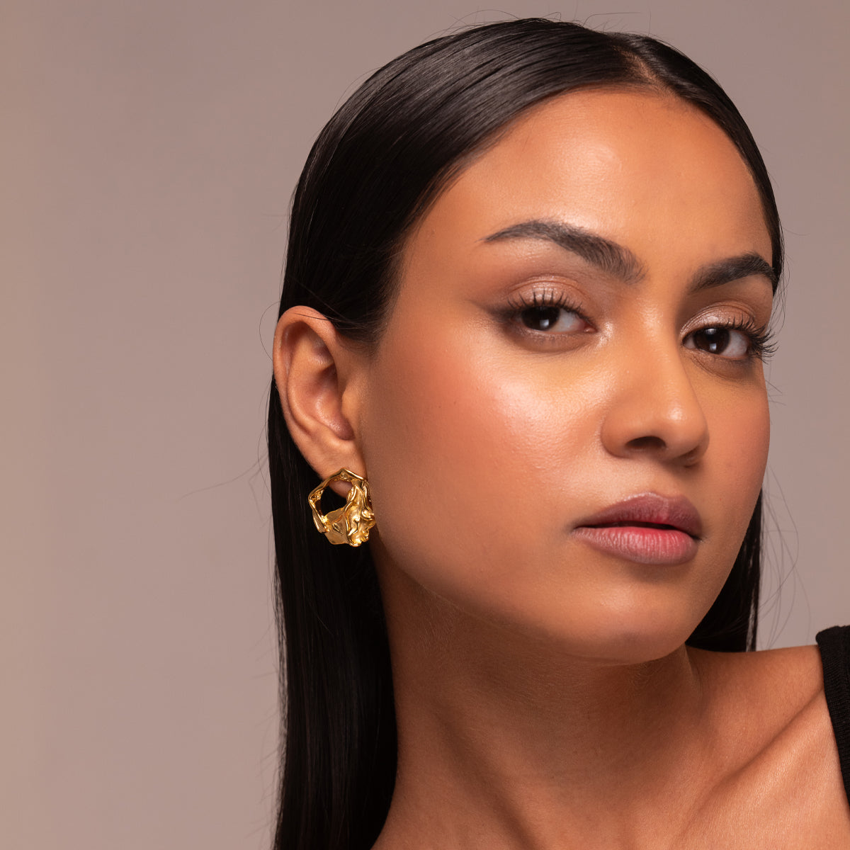 18KT Gold Plated Molten O's Earings