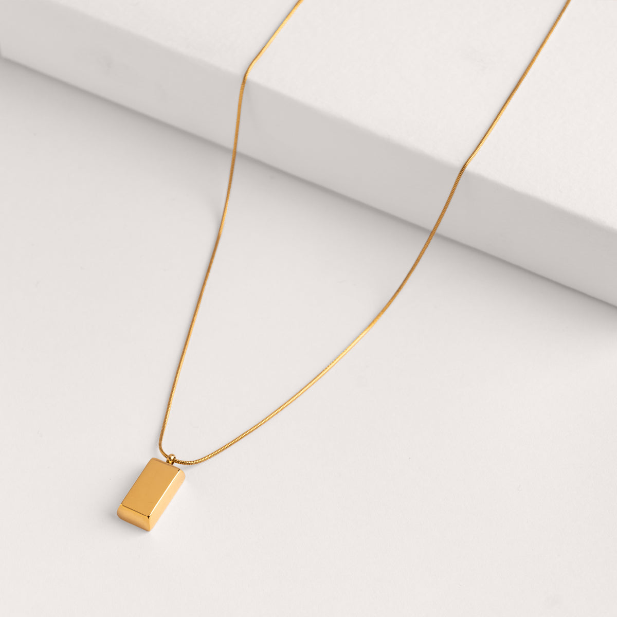 18KT Gold Plated Brick Pendant