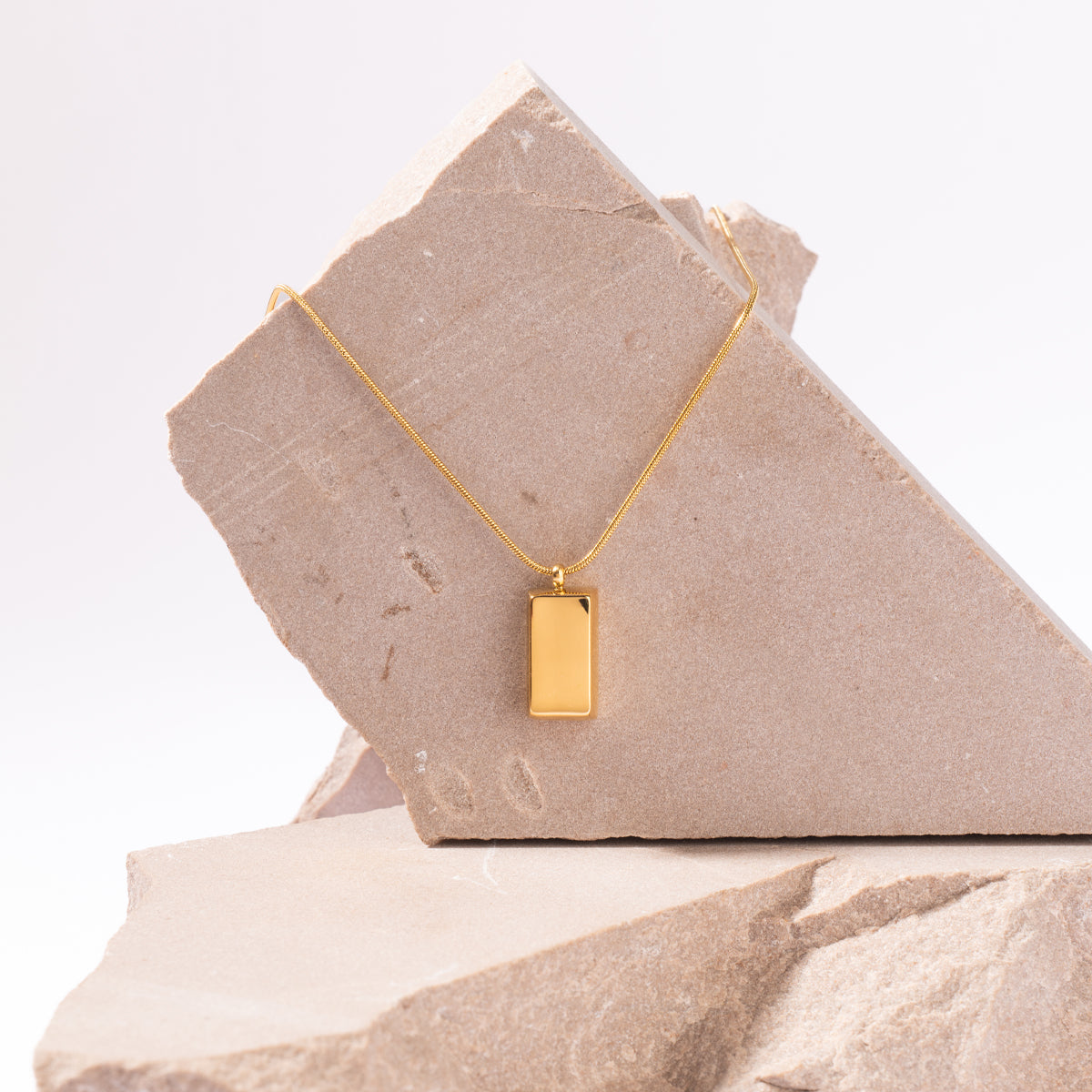 18KT Gold Plated Brick Pendant