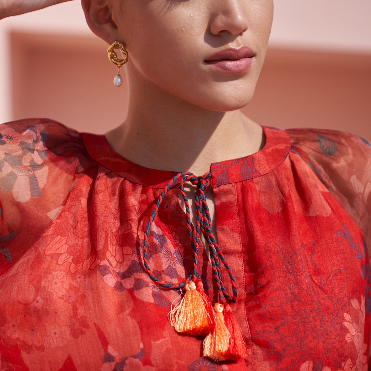 18KT Gold Plated Molten Pearl Drops Earings