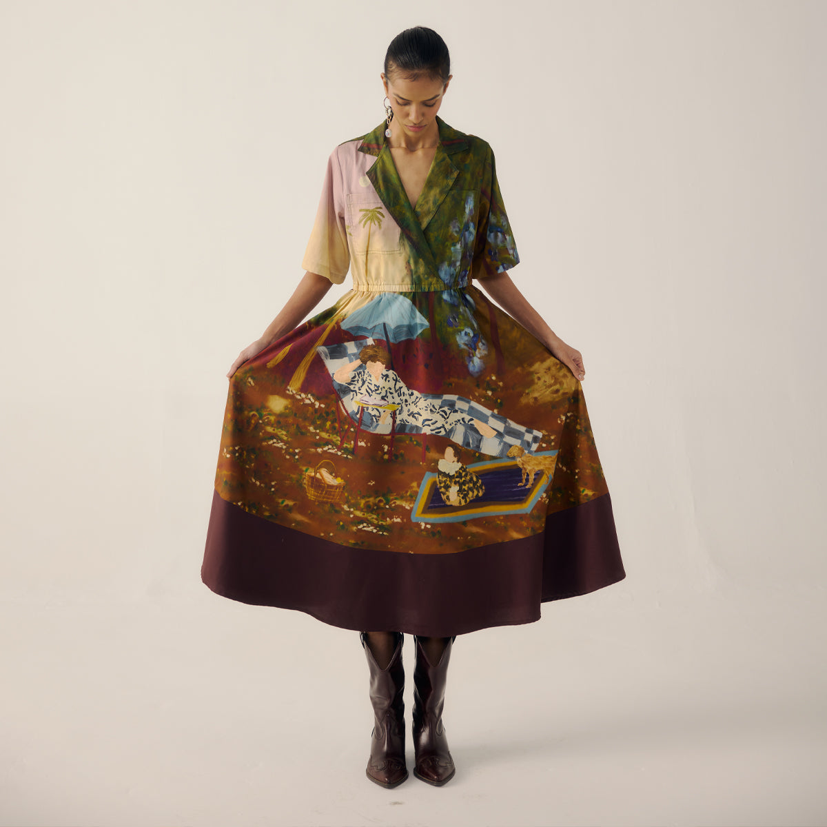 Lakeside Print Blocked Dress