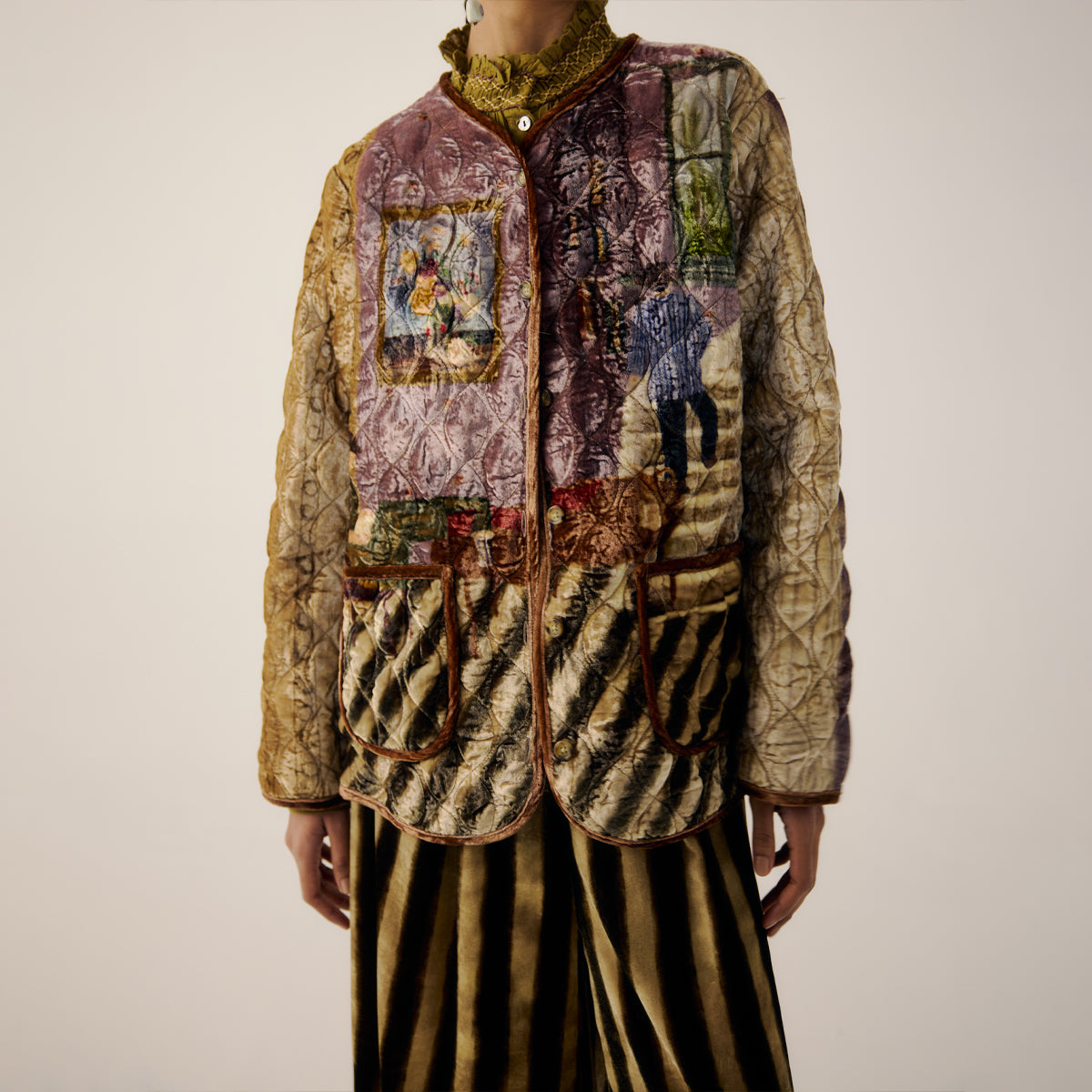 Living Room Collarless Quilted Jacket