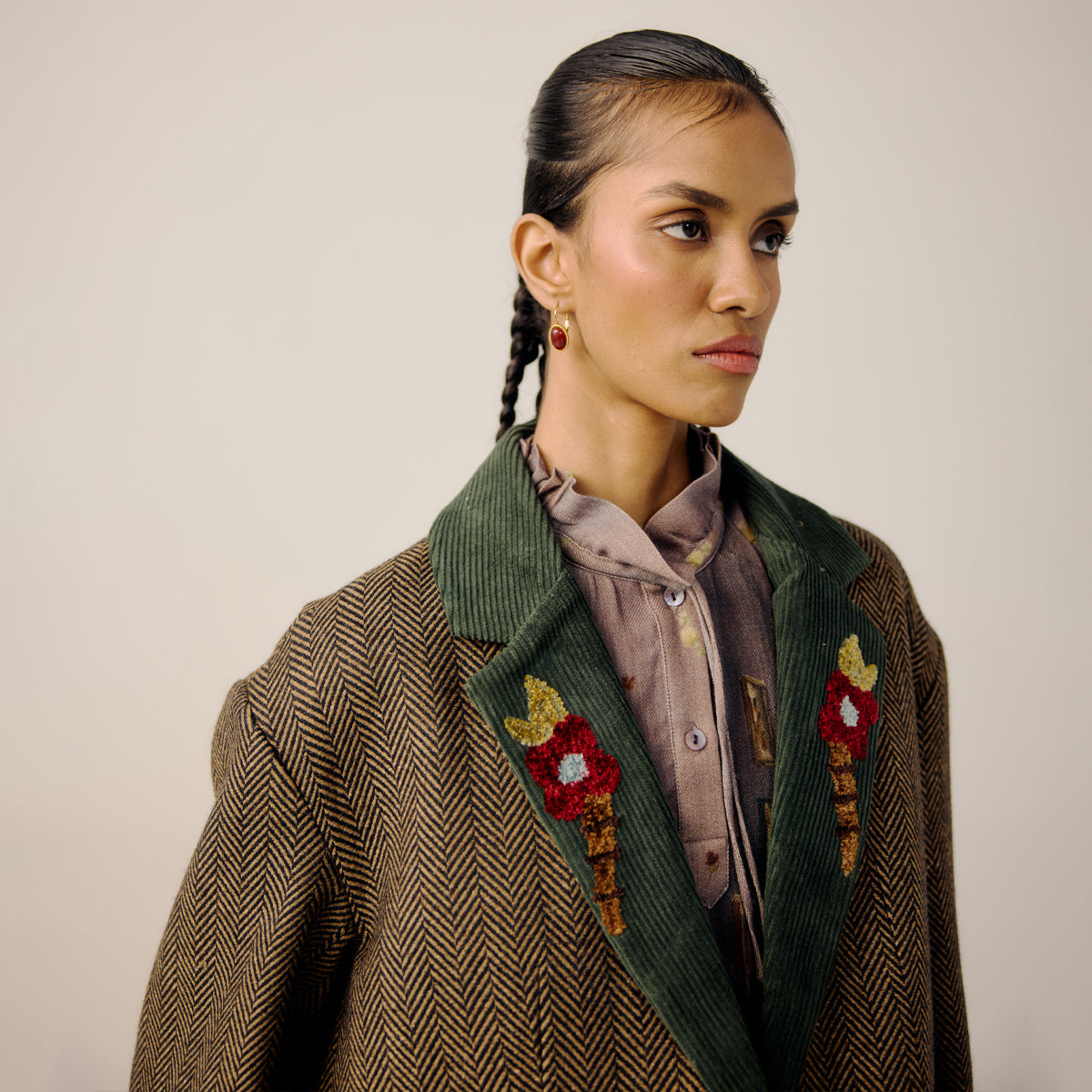 Peony Emb. Oversized Blazer