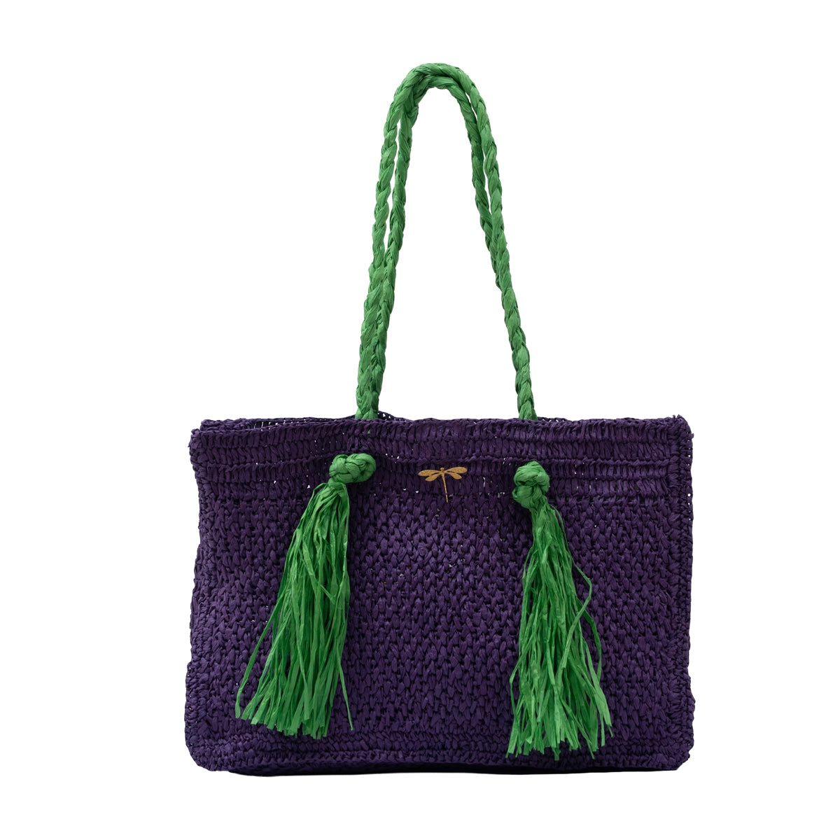 Violet hour raffia tote