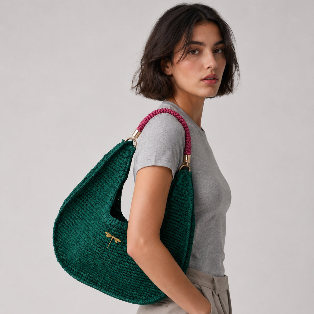 The Emerald Contrast Hobo Bag