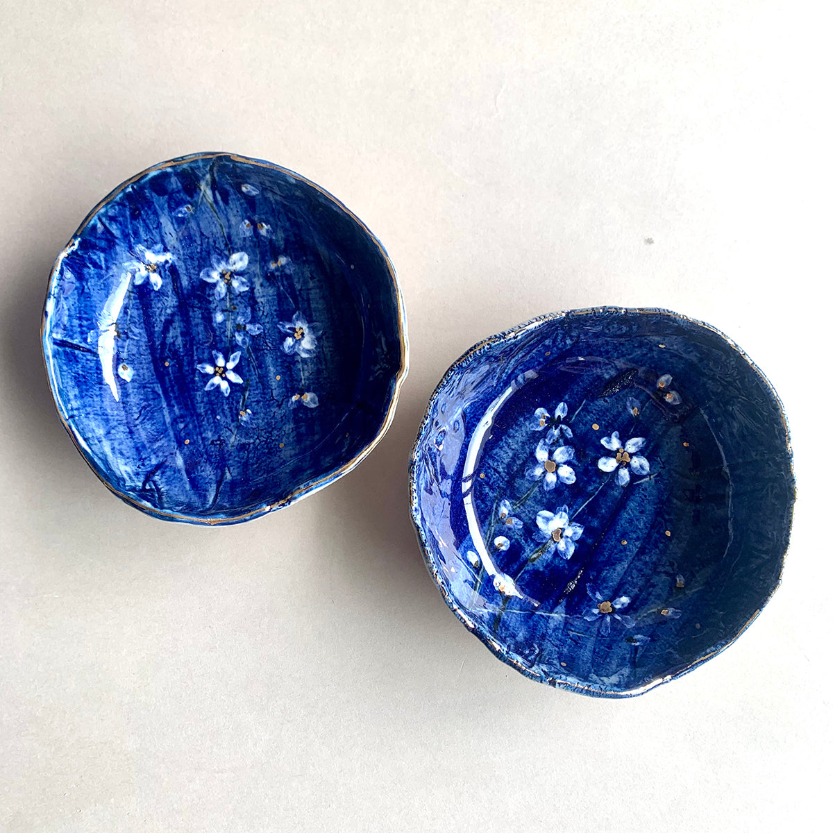 Hand-painted Tapas Bowl | Cherry Blossom (Blue) | Set of 2