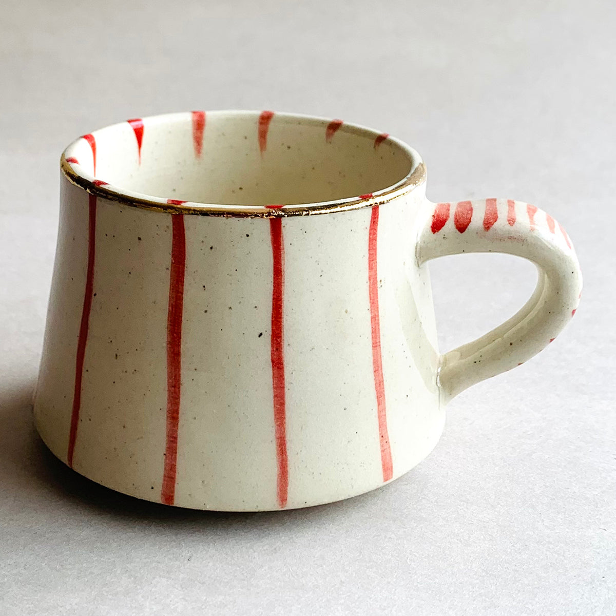 Hand painted Red and white cup and saucer | Set of 2