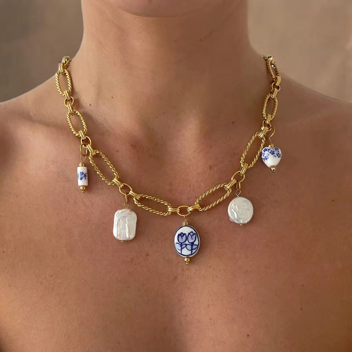 18KT Gold Plated Indigo Charm Necklace