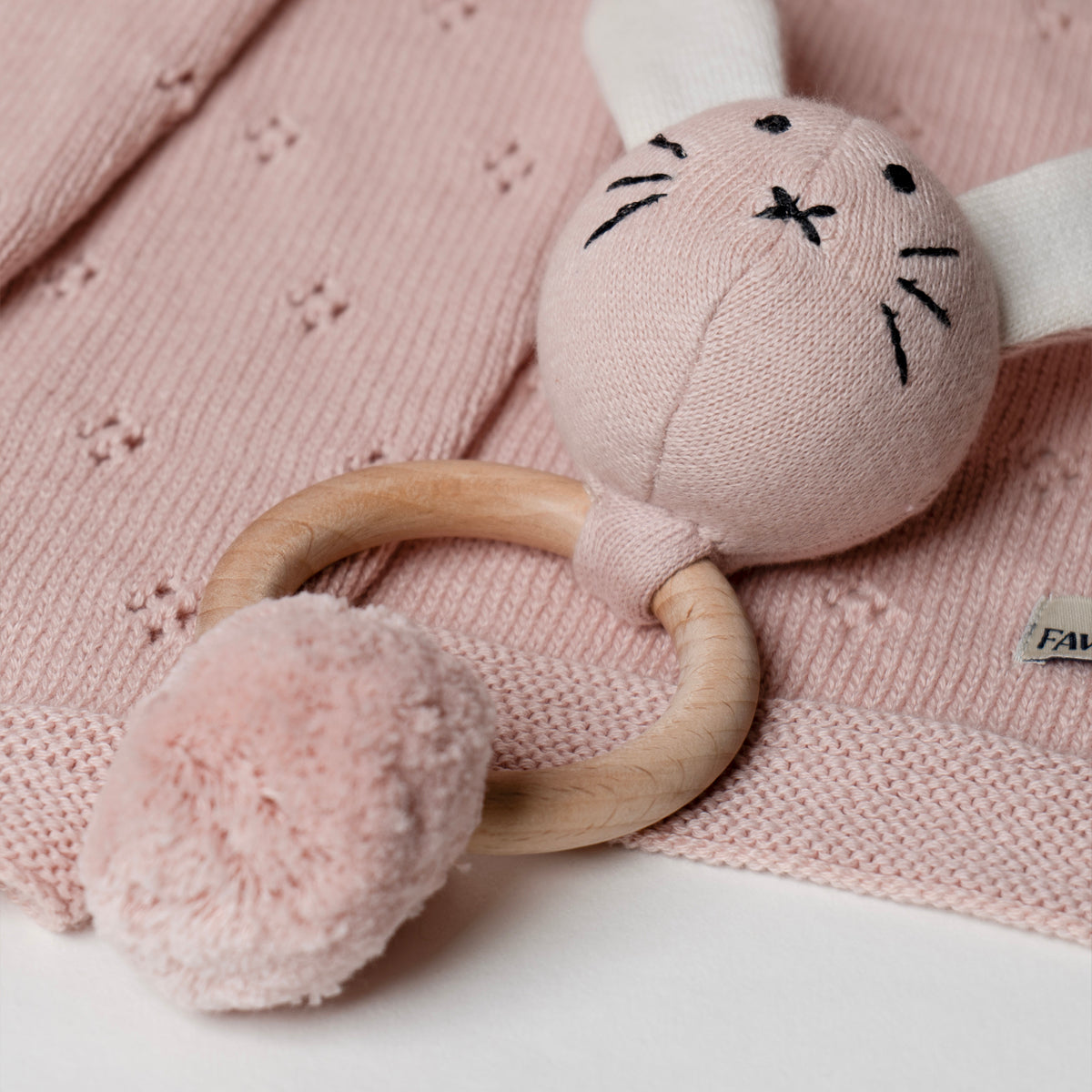 Baby Blanket with Rabbit Rattle