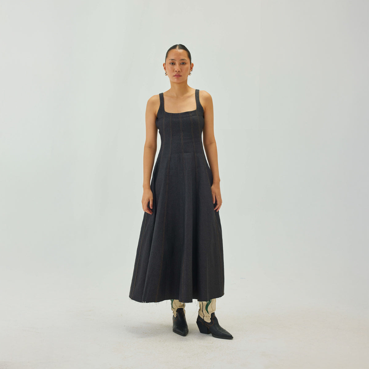 Denim Midi Dress | Graphite