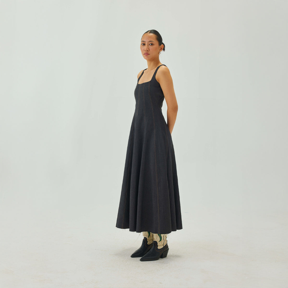 Denim Midi Dress | Graphite