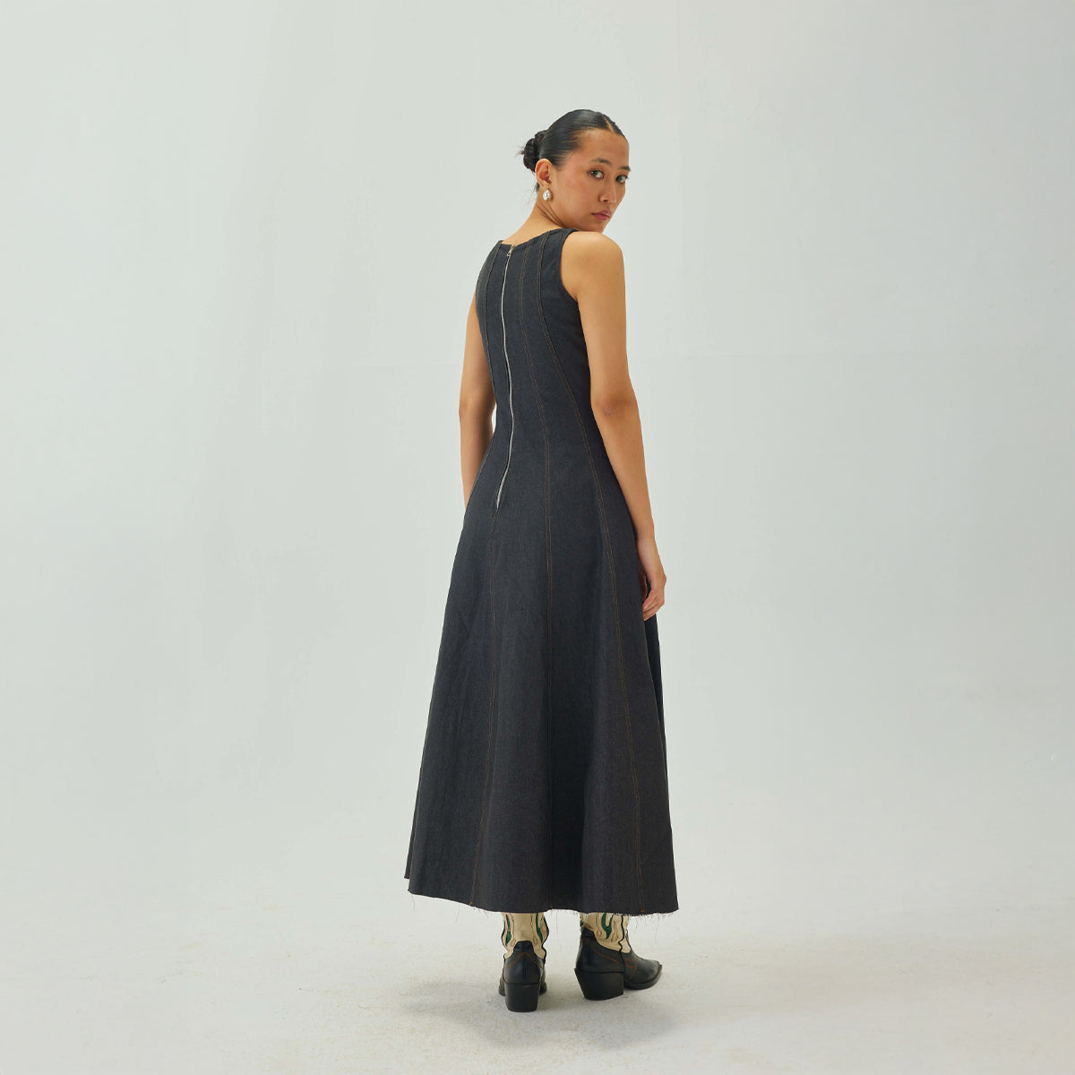 Denim Midi Dress | Graphite