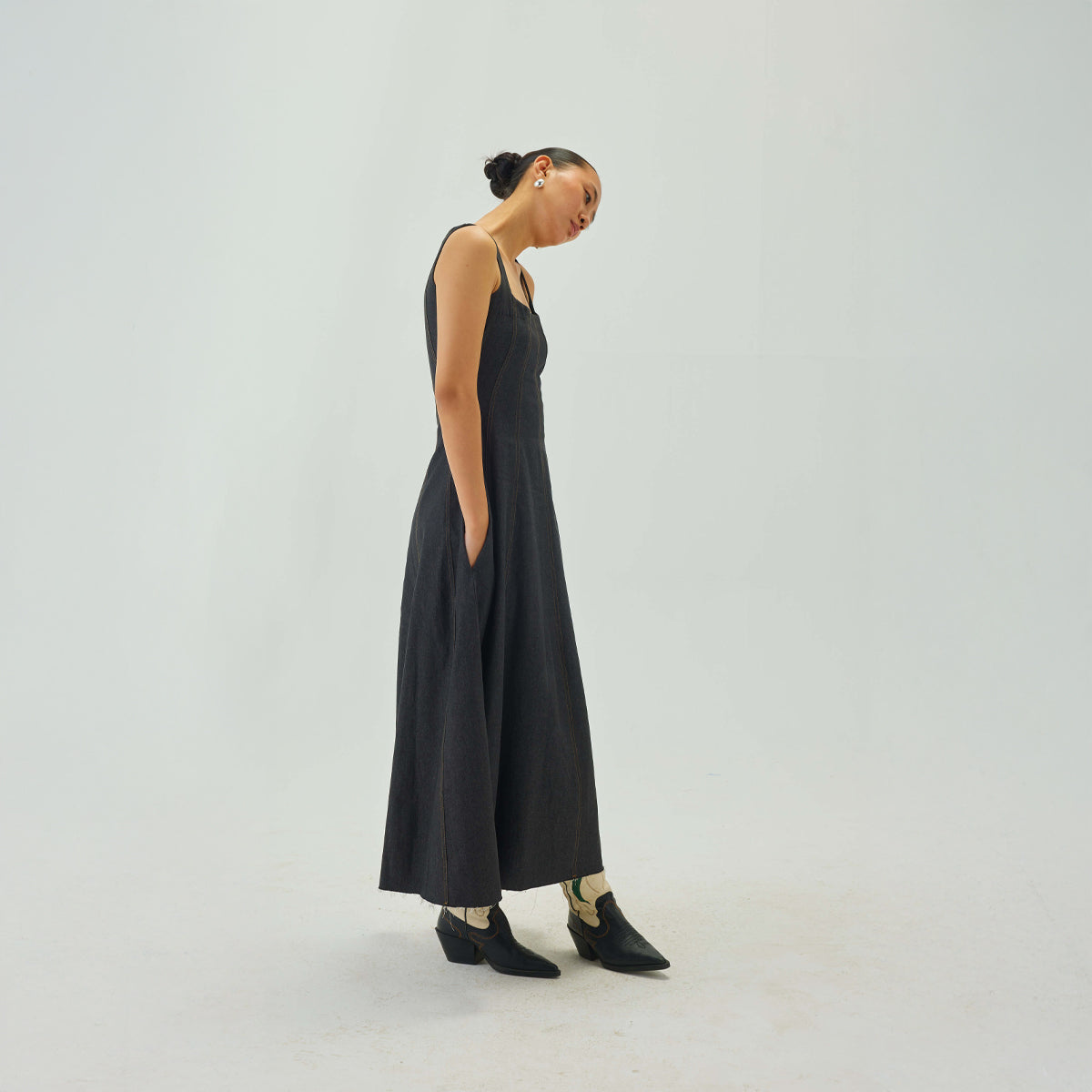 Denim Midi Dress | Graphite