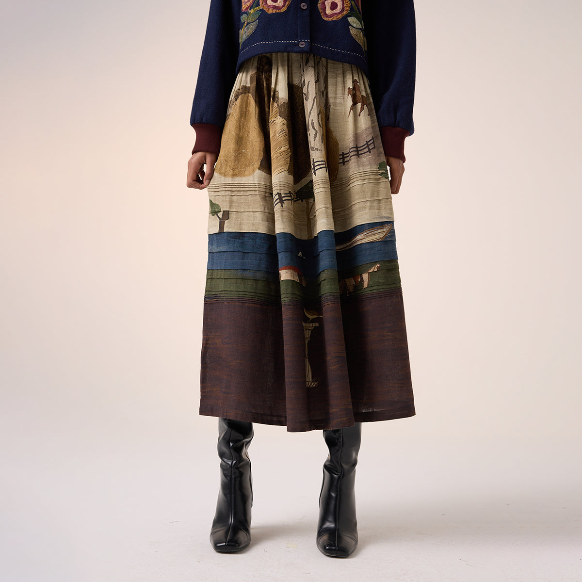 Pintuck Skirt (Village Print)