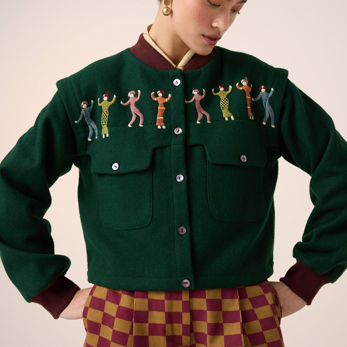 Bert Jacket (Green Folk Embroidery)