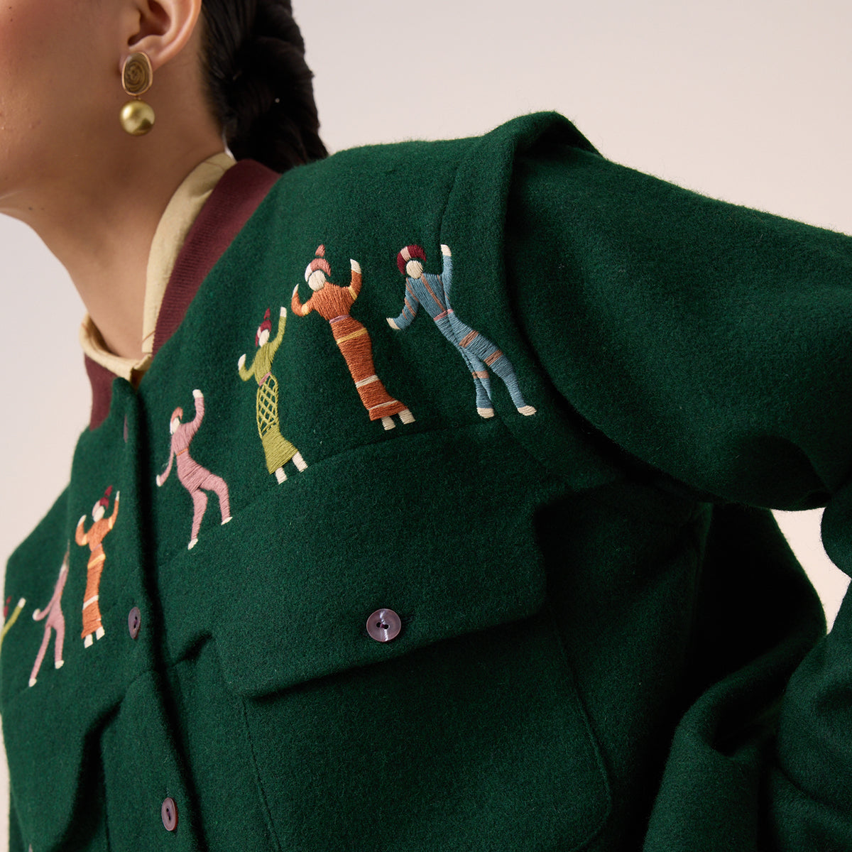 Bert Jacket (Green Folk Embroidery)