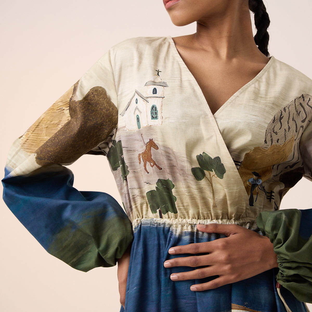 Drawstring Dress (Village Print)