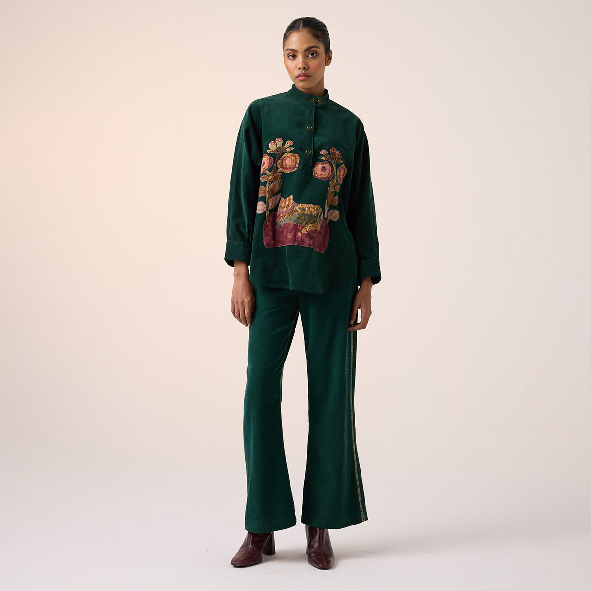 60'S Pant (Green Embroidery)