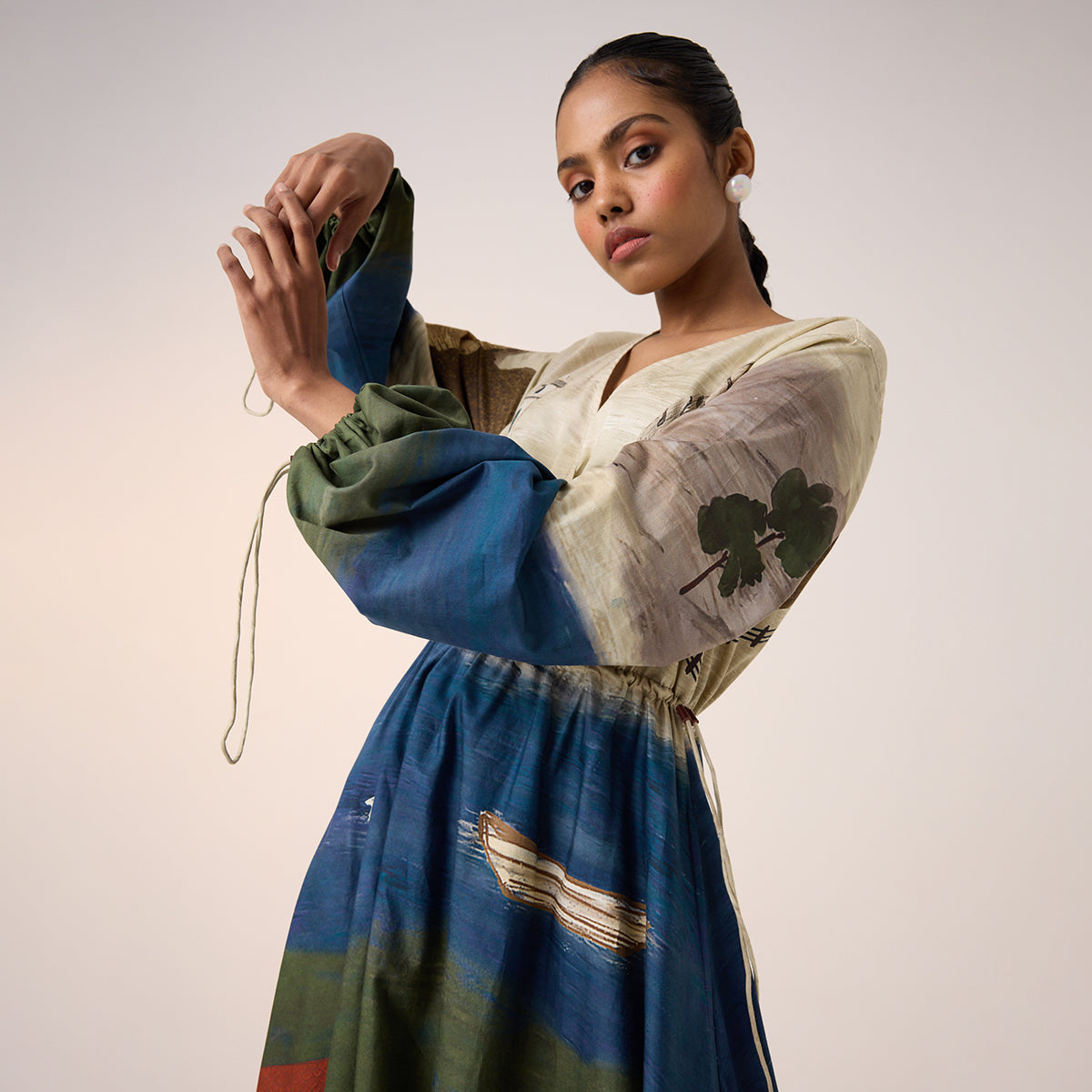 Drawstring Dress (Village Print)