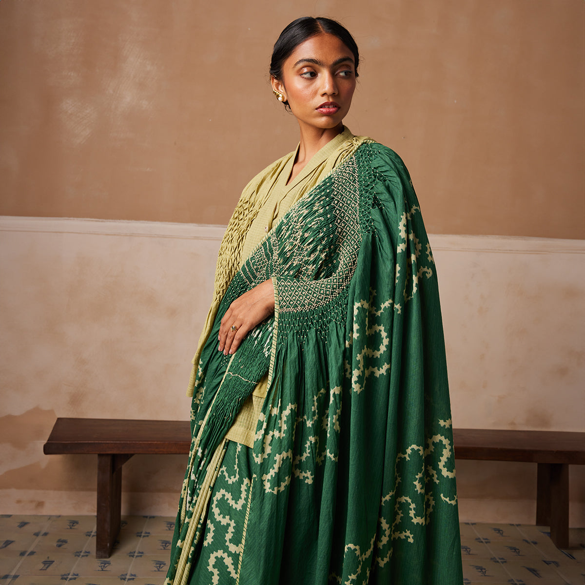 Smocked Saree
Emerald Spiral