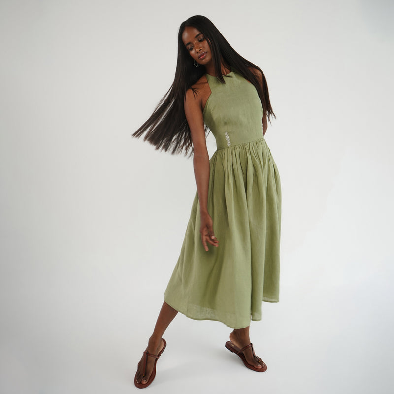 Titli Halter Dress - Sage Green