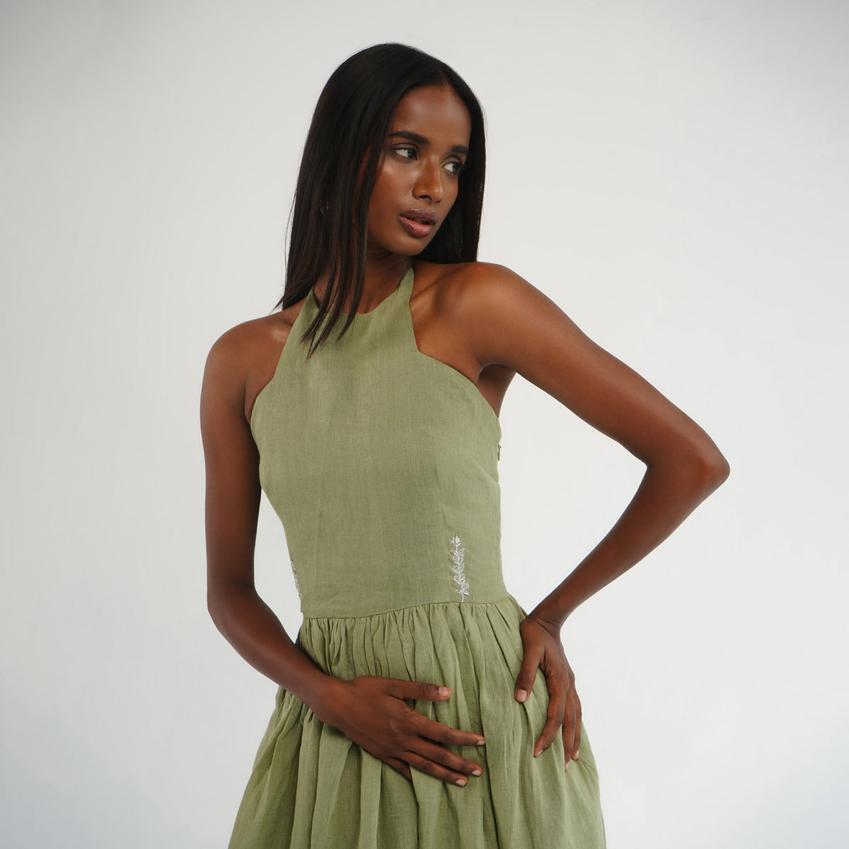 Titli Halter Dress - Sage Green