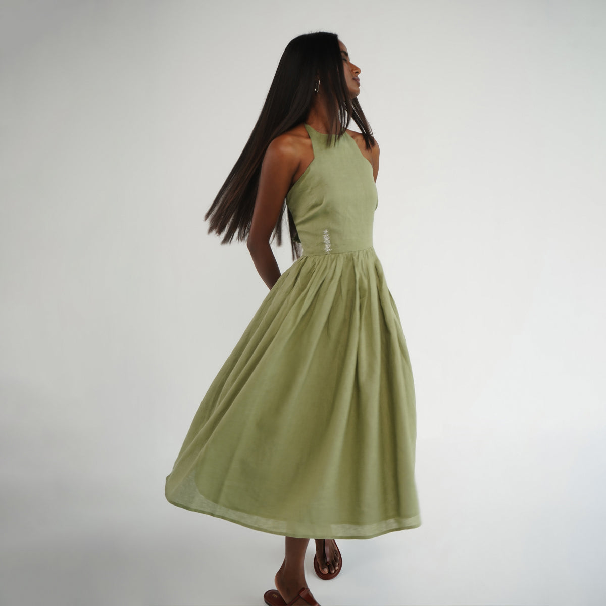 Titli Halter Dress - Sage Green