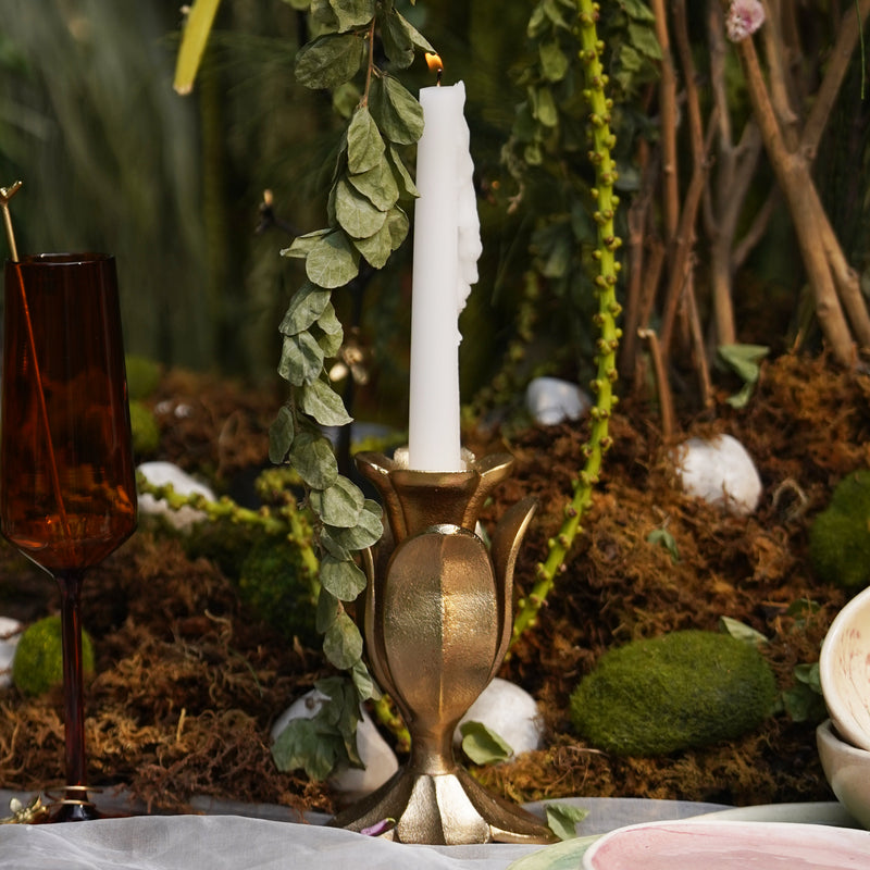 Floret Candle Holder - Antique Gold
