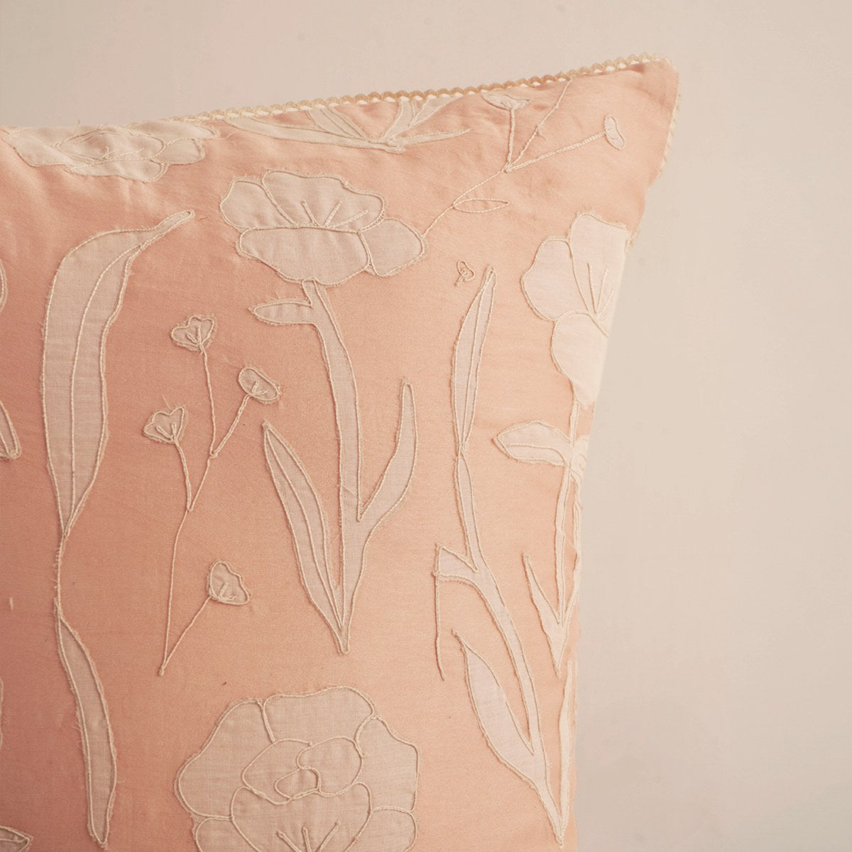 Fern cushion - Pink & Ivory