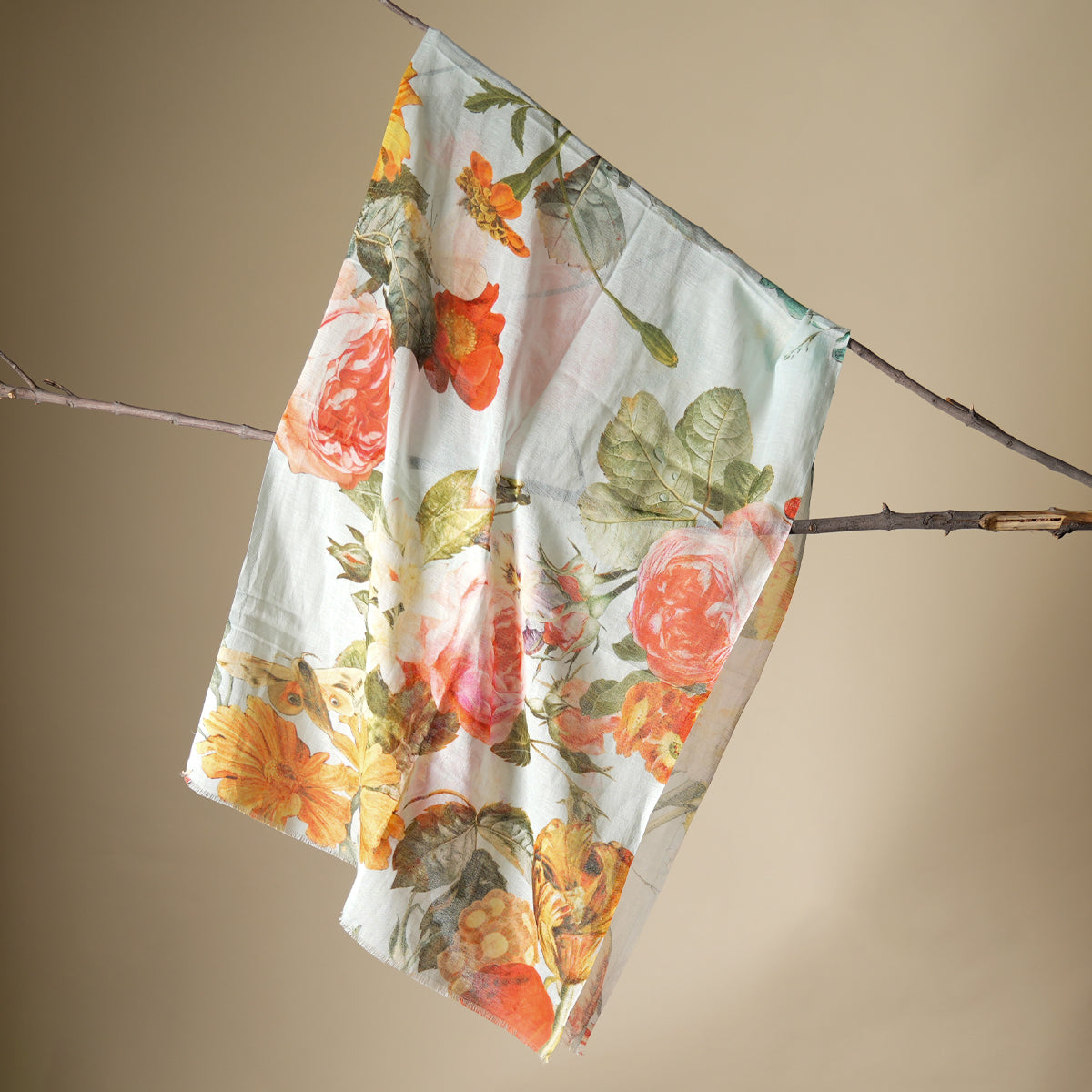 Botanical Romance Cotton Linen Stole