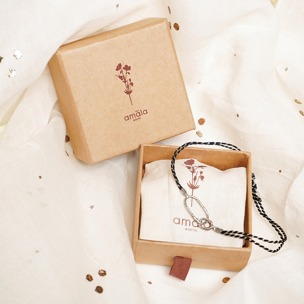 Link Rakhi - Silver, Dark Blue & White
