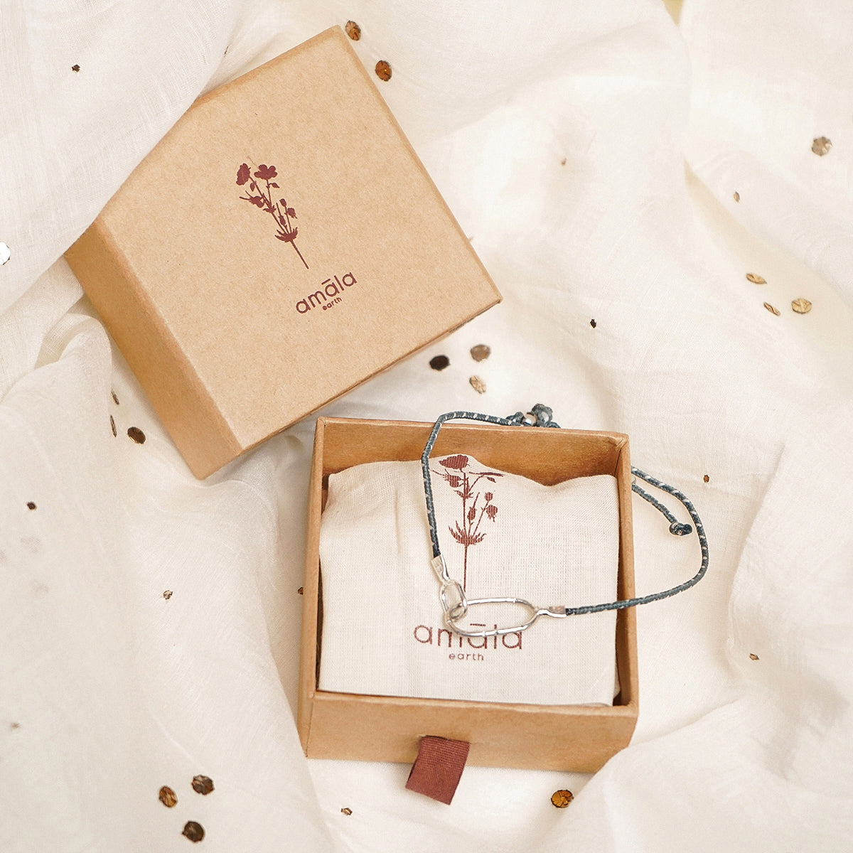 Link Rakhi - Silver, Light Blue & White
